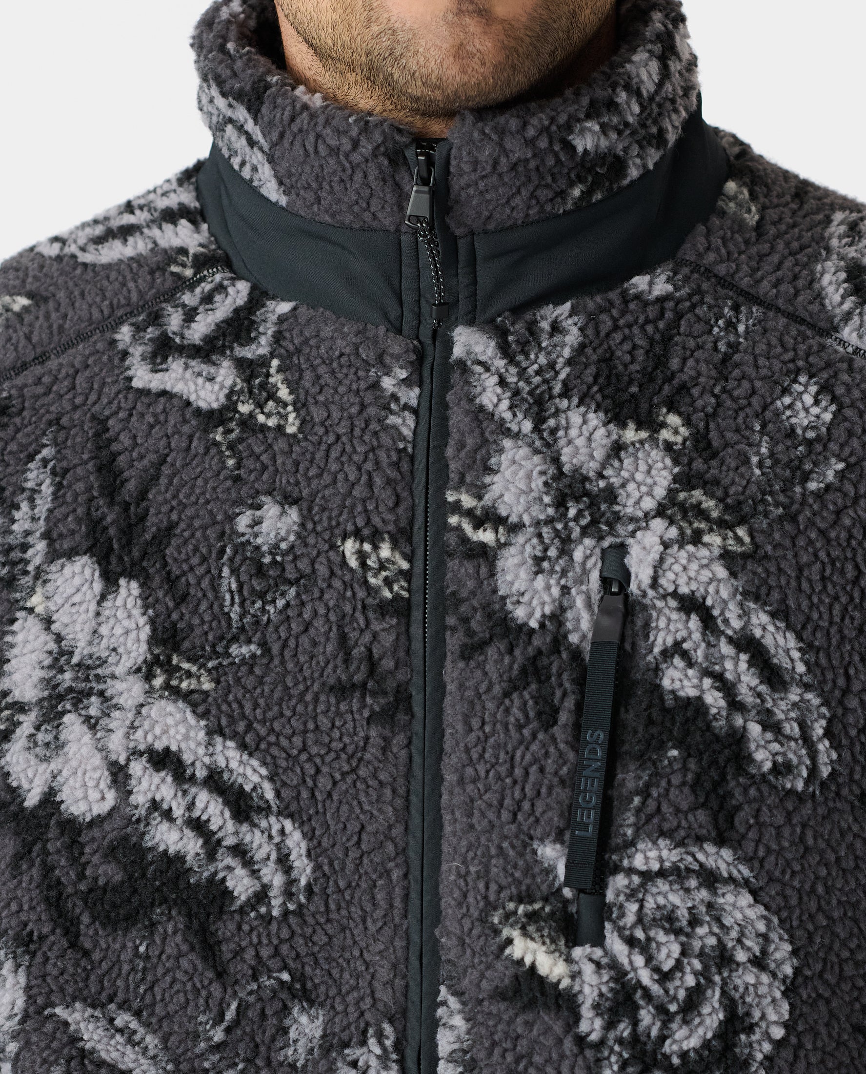 Sherpa Jacket Vintage Floral Charcoal
