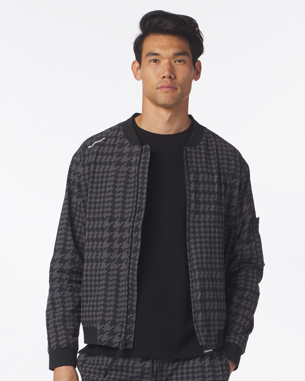 Carson Bomber Jacket Charcoal Houndstooth