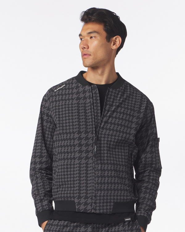 Carson Bomber Jacket Charcoal Houndstooth