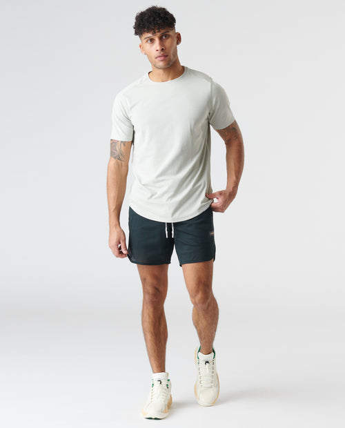 Aviation Tee Curved Hem Washed Light Gray