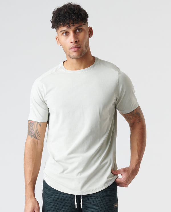Aviation Tee Curved Hem Washed Light Gray